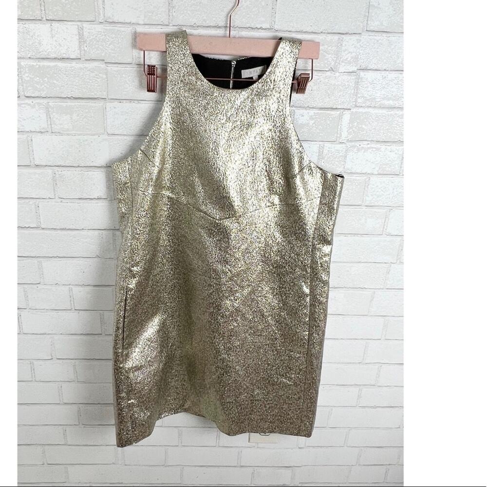 1. State Gold Metallic Jacquard Mini Dress Size‎ Large